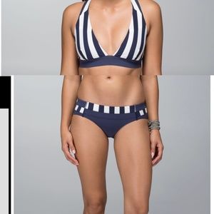 Lululemon shanti surf bikini blue striped 6